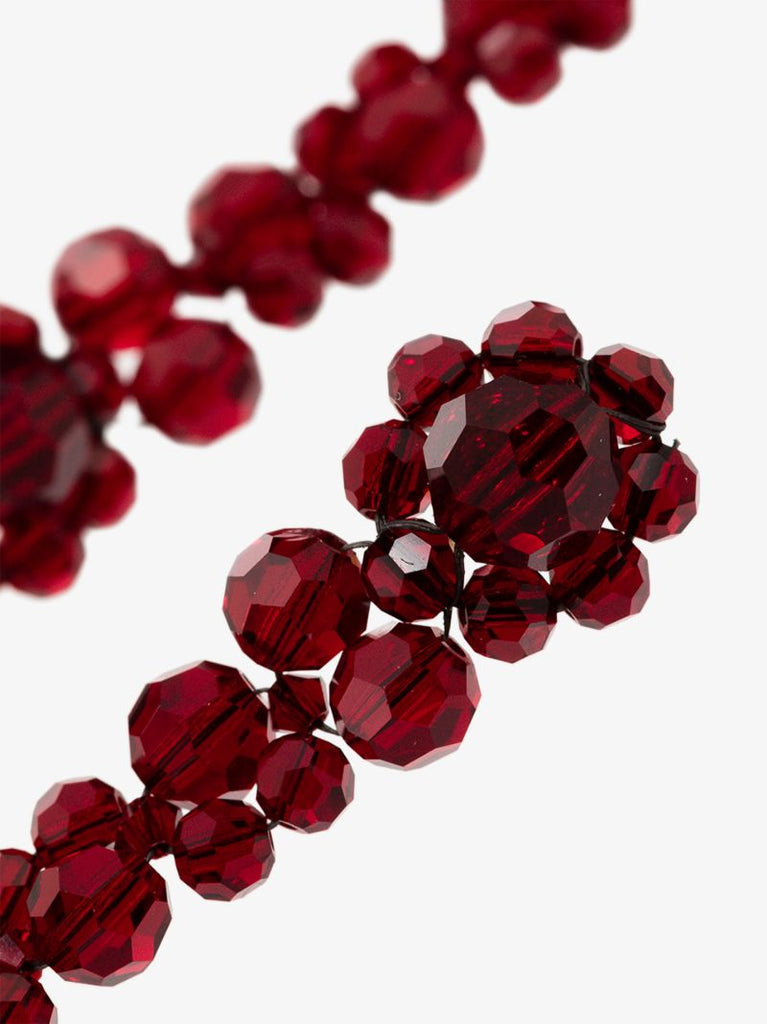 Red Crystal Flower Drop Earrings