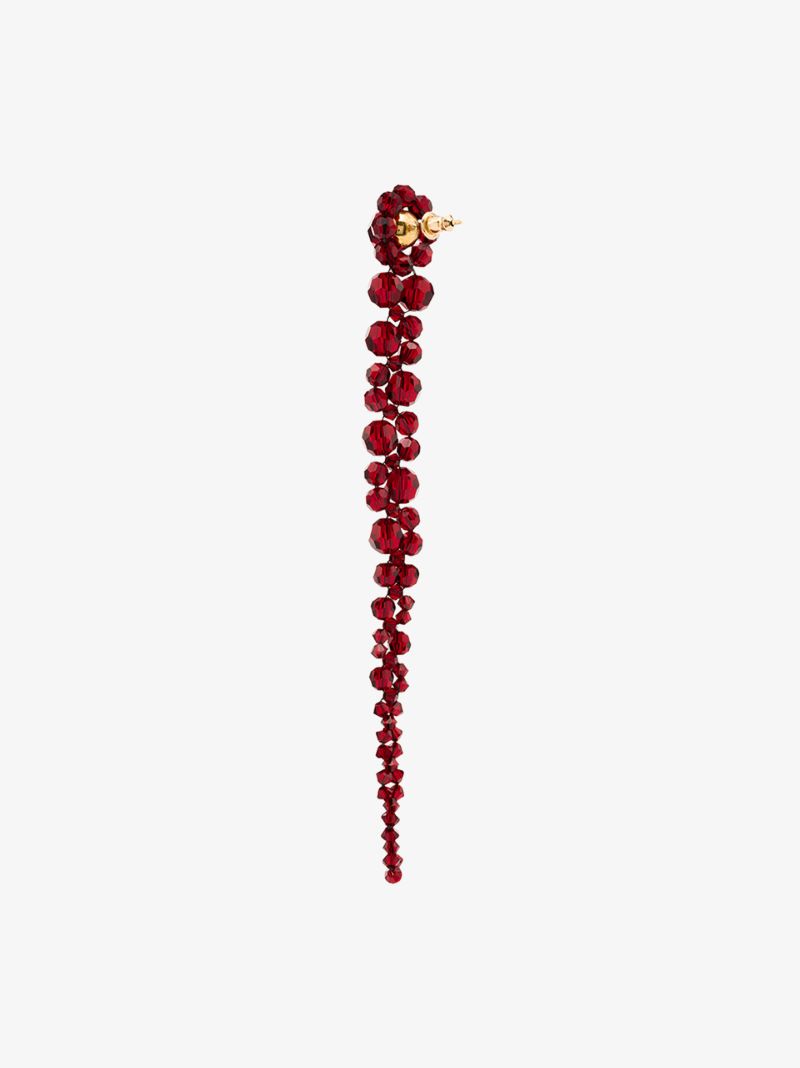 Red Crystal Flower Drop Earrings