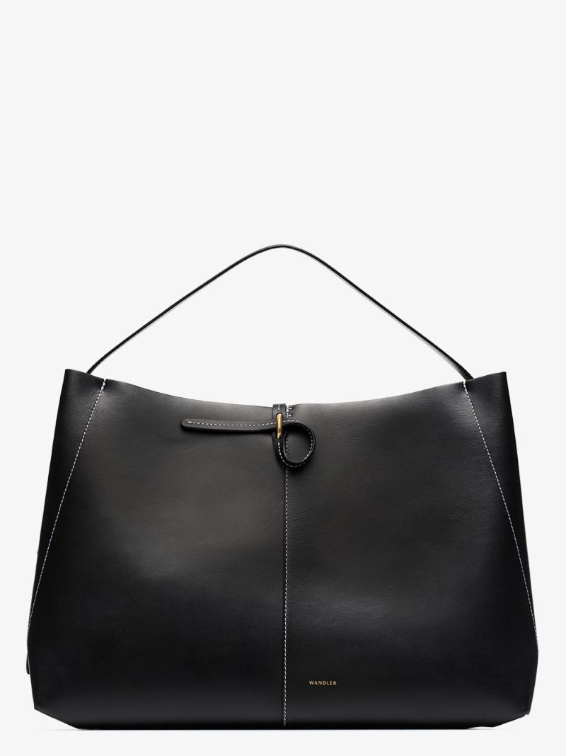 Black Ava Leather Tote Bag