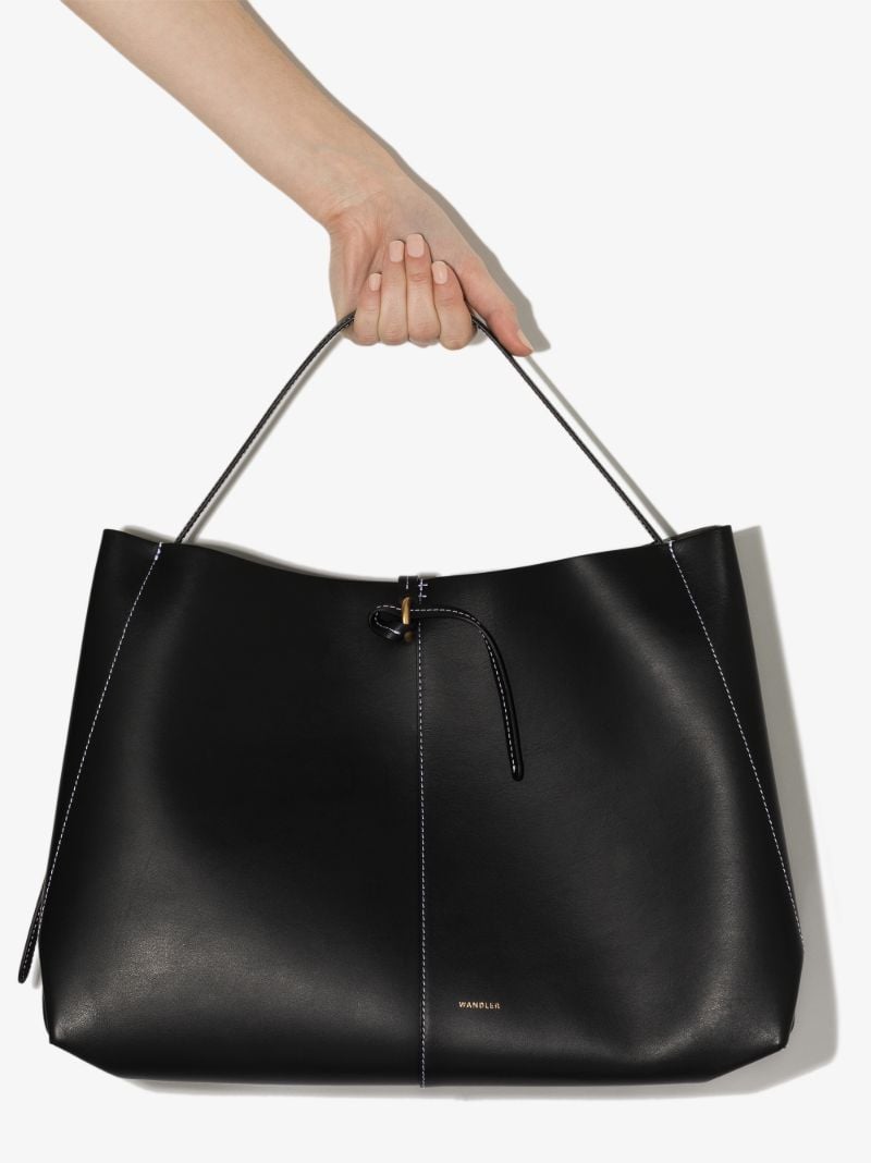 Black Ava Leather Tote Bag