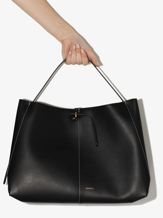 Black Ava Leather Tote Bag