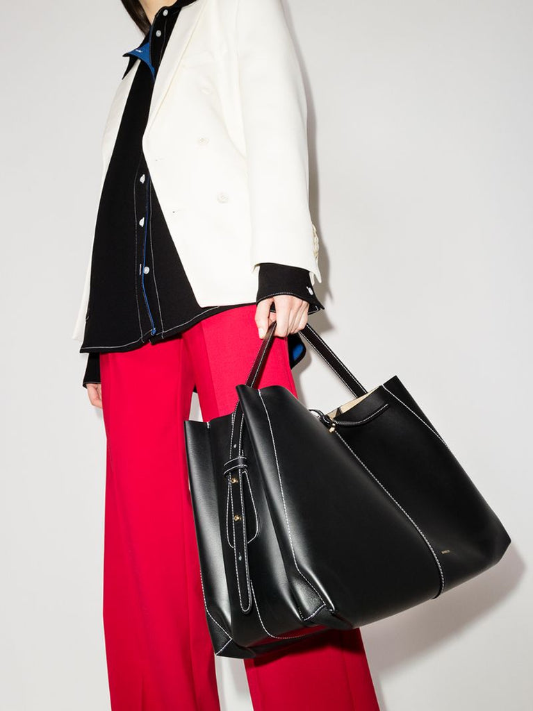 Black Ava Leather Tote Bag