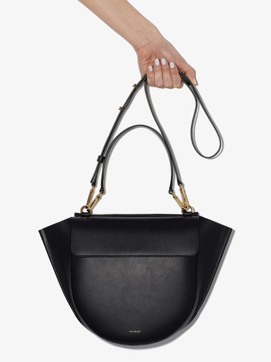 Black Hortensia Medium Leather Tote Bag