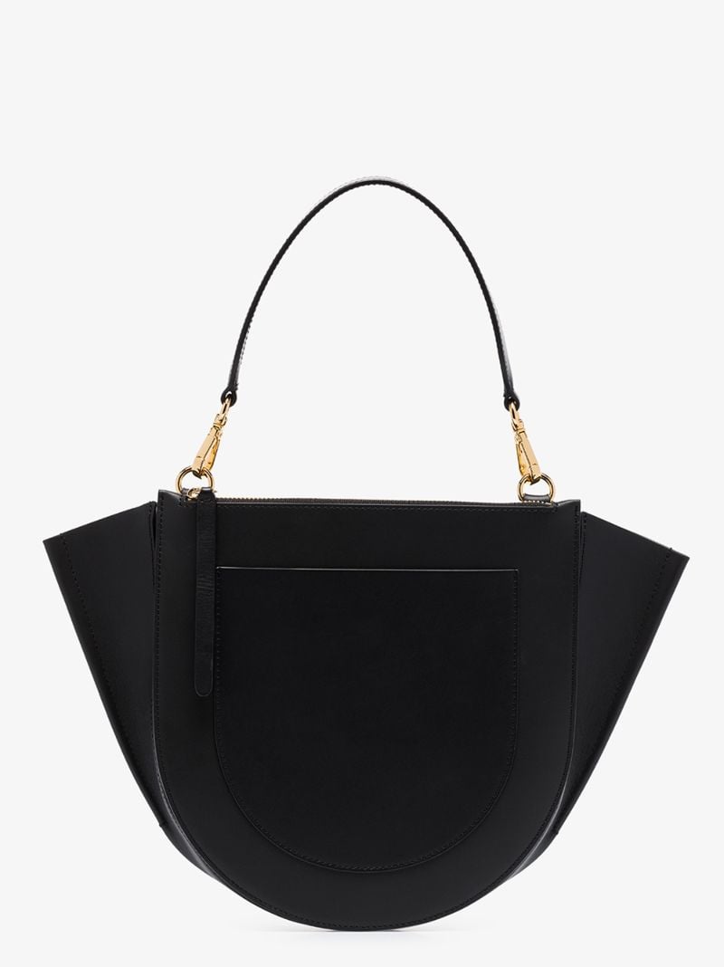 Black Hortensia Medium Leather Tote Bag