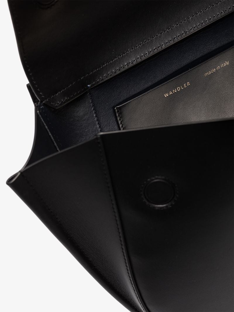 Black Hortensia Medium Leather Tote Bag