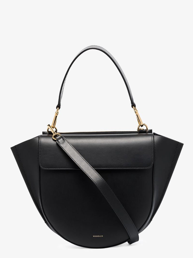 Black Hortensia Medium Leather Tote Bag