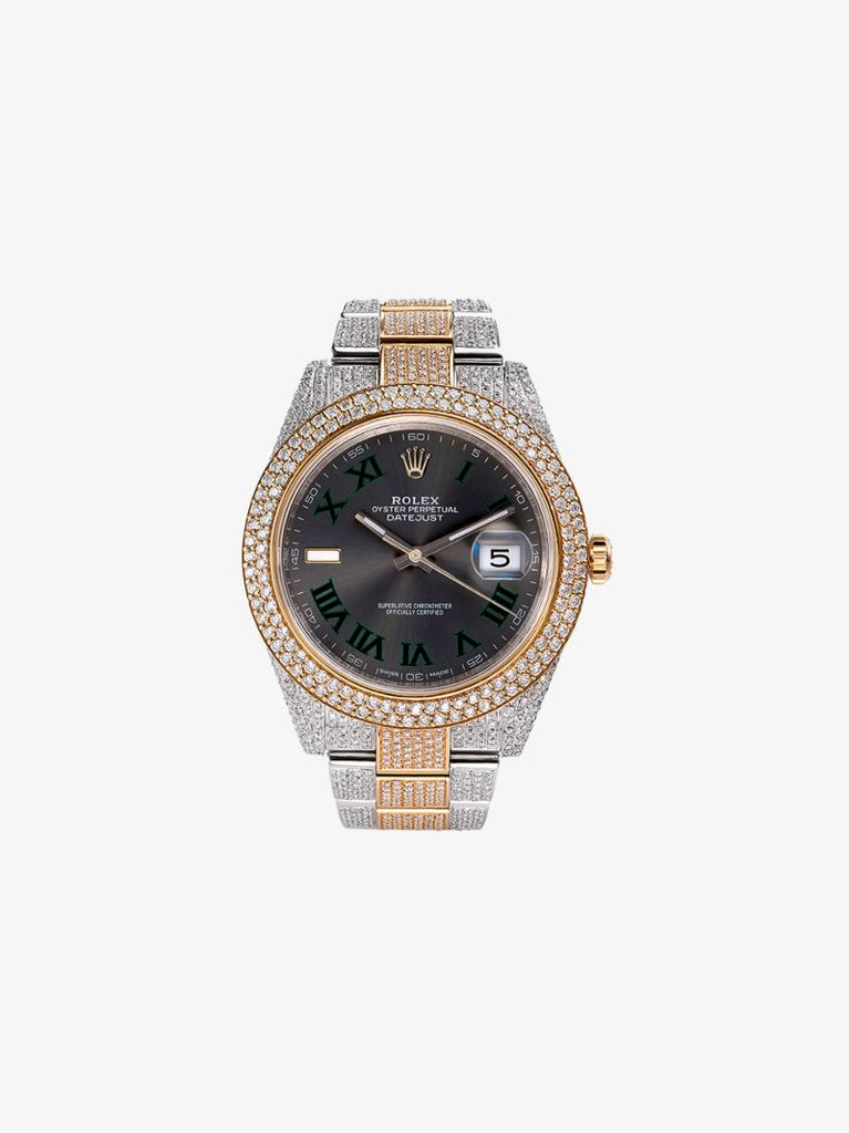 Vintage Stainless Steel and Yellow Gold Rolex Datejust Ii Wimbledon Diamond Watch
