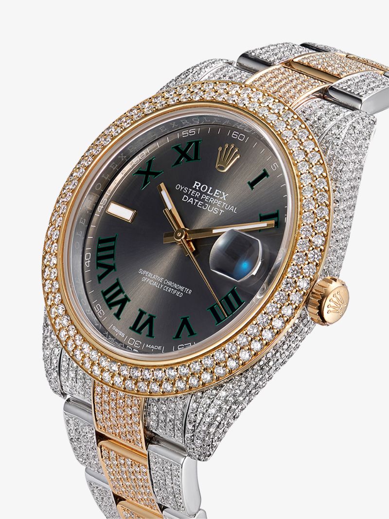 Vintage Stainless Steel and Yellow Gold Rolex Datejust Ii Wimbledon Diamond Watch