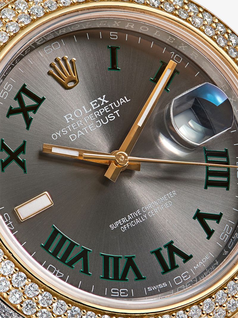 Vintage Stainless Steel and Yellow Gold Rolex Datejust Ii Wimbledon Diamond Watch