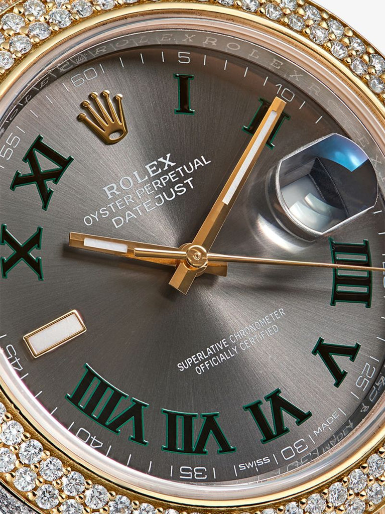 Vintage Stainless Steel and Yellow Gold Rolex Datejust Ii Wimbledon Diamond Watch