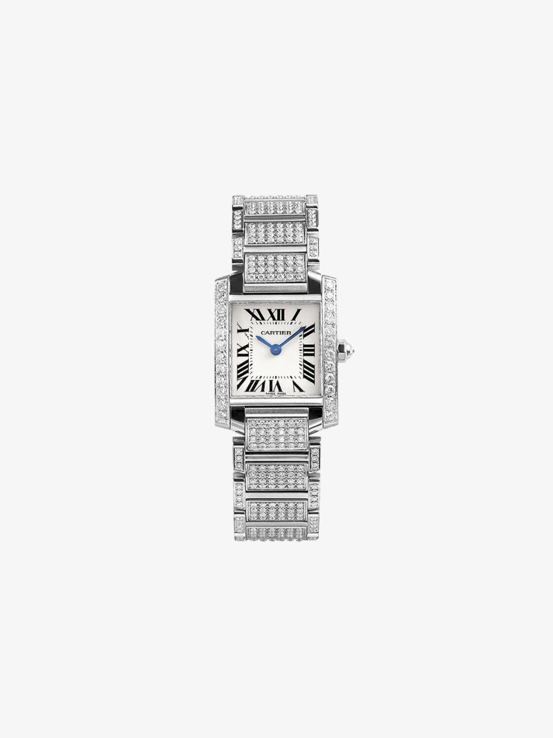 Stainless Steel Cartier Tank Diamond Watch