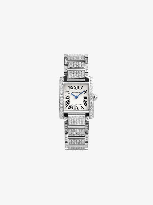 Stainless Steel Cartier Tank Diamond Watch