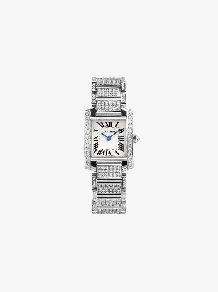 Stainless Steel Cartier Tank Diamond Watch