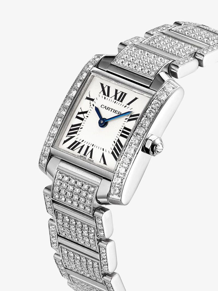Stainless Steel Cartier Tank Diamond Watch