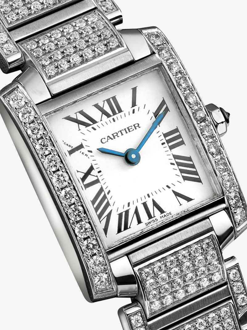 Stainless Steel Cartier Tank Diamond Watch