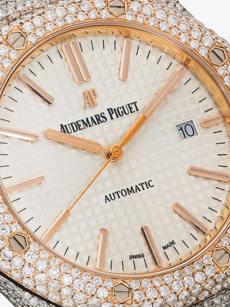 18k Rose Gold Audemars Piguet Royal Oak Diamond Watch