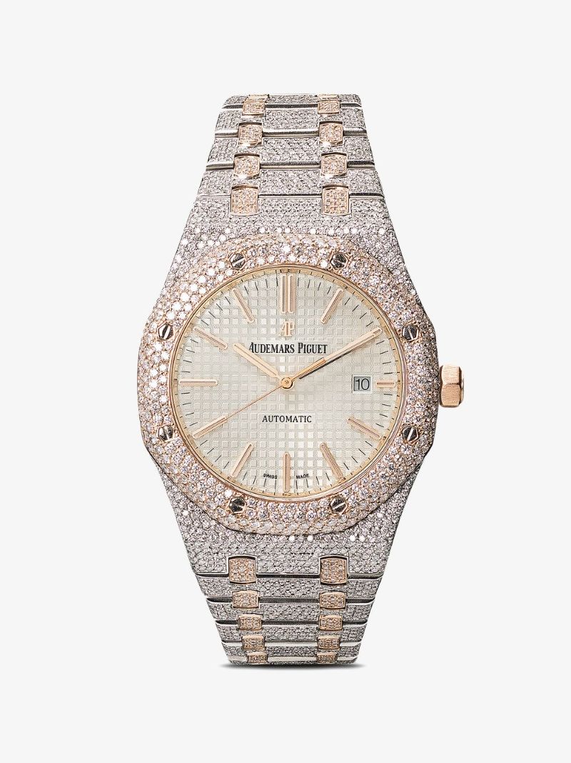 18k Rose Gold Audemars Piguet Royal Oak Diamond Watch