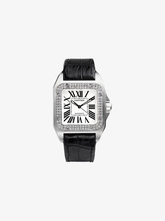 Customised Pre-owned Stainless Steel Cartier Santos 100 Watch