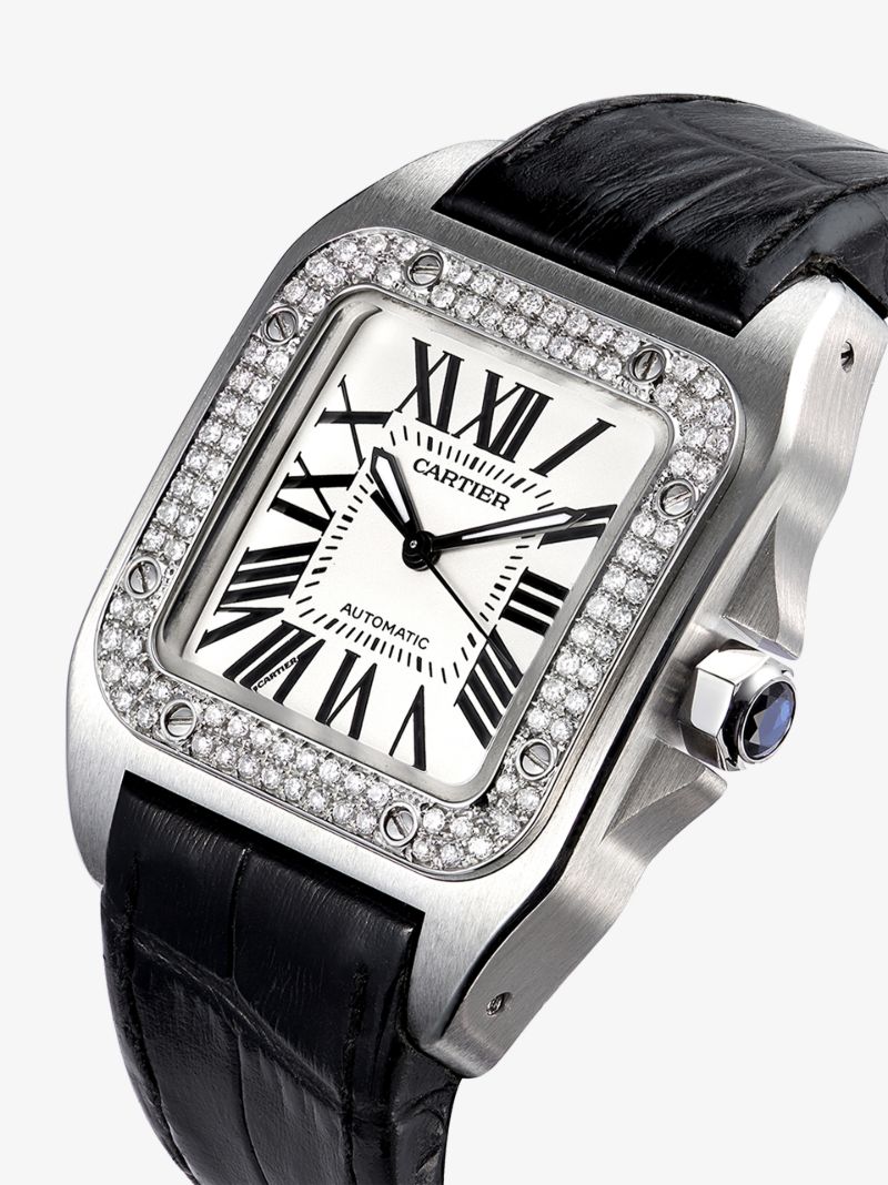 Customised Pre-owned Stainless Steel Cartier Santos 100 Watch