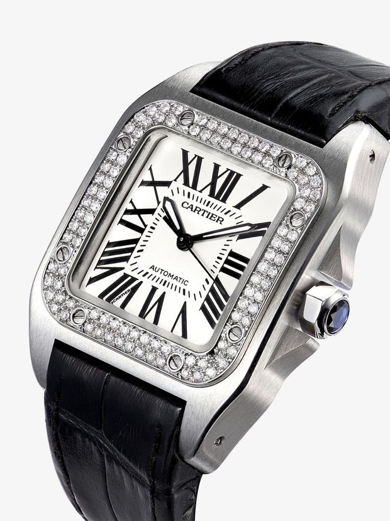 Customised Pre-owned Stainless Steel Cartier Santos 100 Watch