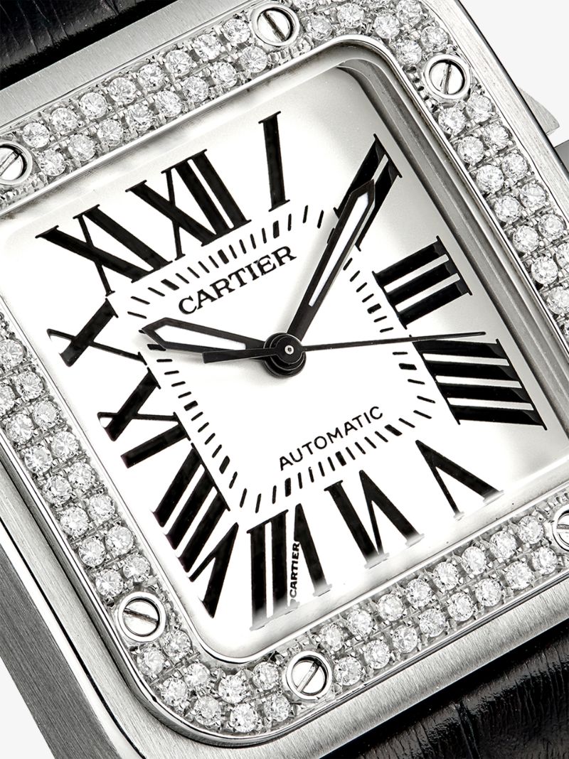 Customised Pre-owned Stainless Steel Cartier Santos 100 Watch