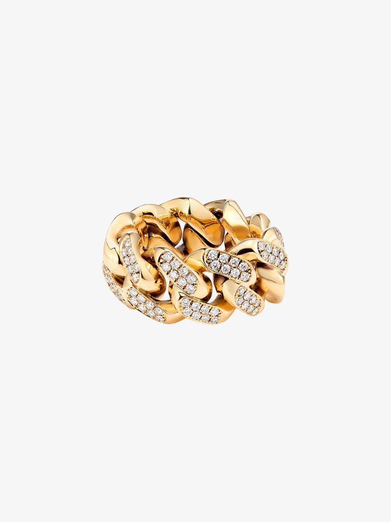 18k Yellow Gold Cuban Diamond Ring