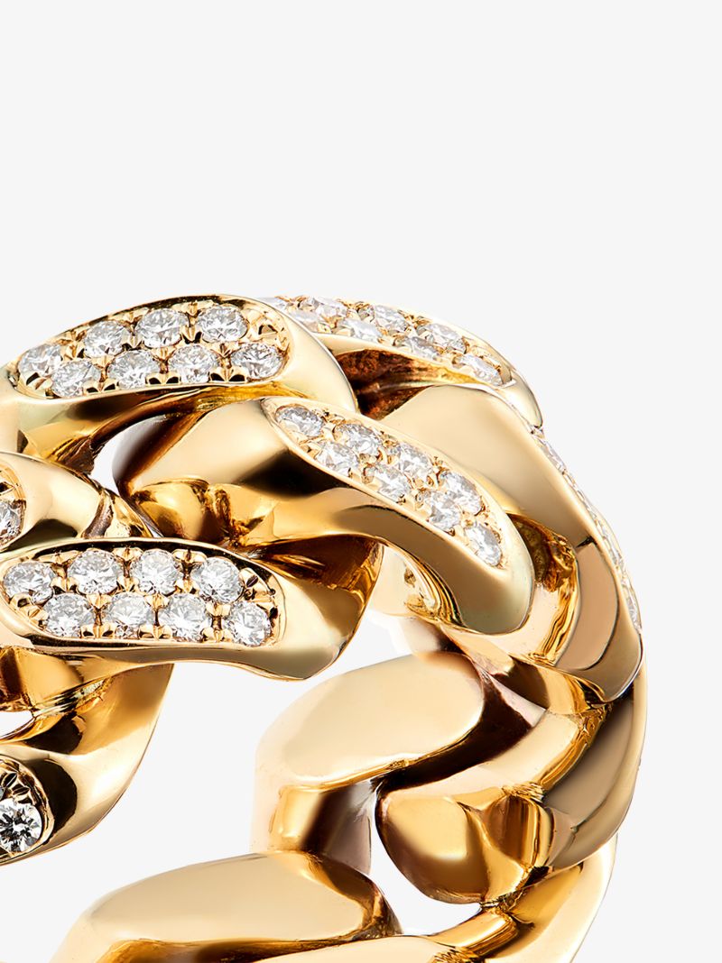 18k Yellow Gold Cuban Diamond Ring