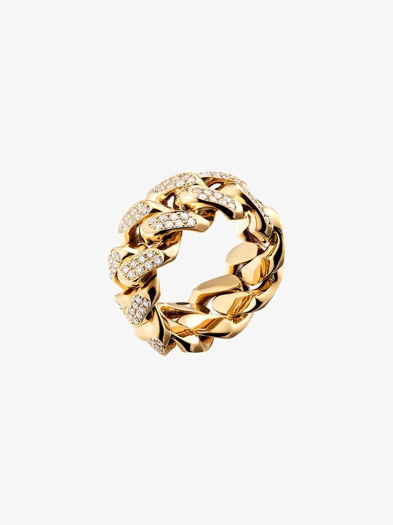 18k Yellow Gold Cuban Diamond Ring
