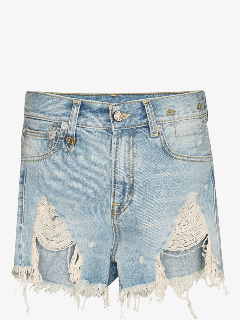 Shredded Slouch Denim Shorts