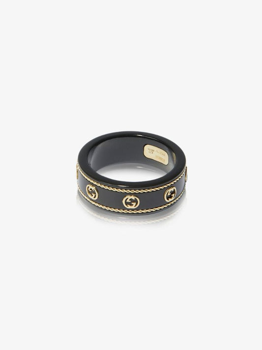 18k Yellow Gold Icon Logo Ring