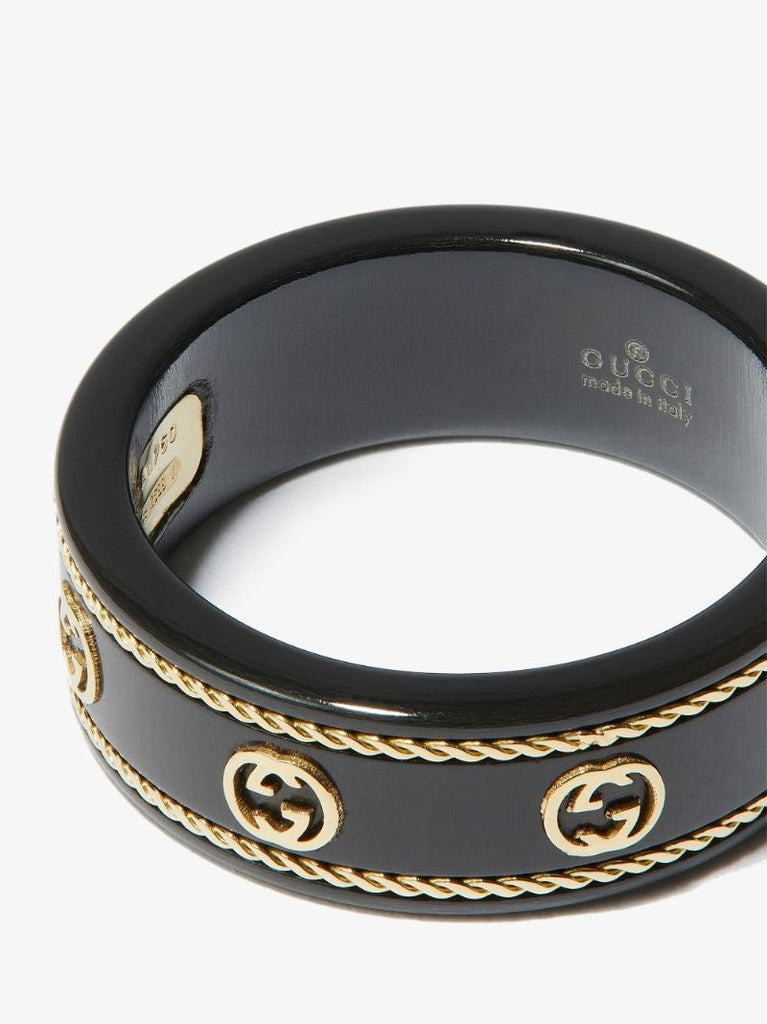 18k Yellow Gold Icon Logo Ring