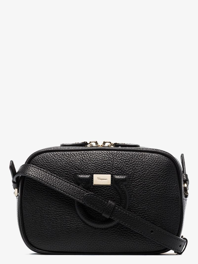 Black Gancini Leather Camera Bag