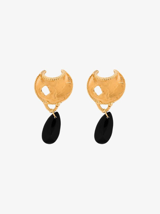 24k Gold-plated Onyx Nightfall Earrings