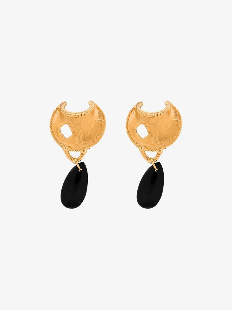 24k Gold-plated Onyx Nightfall Earrings