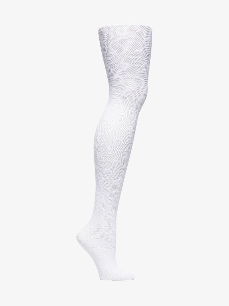 White Crescent Moon Fishnet Tights
