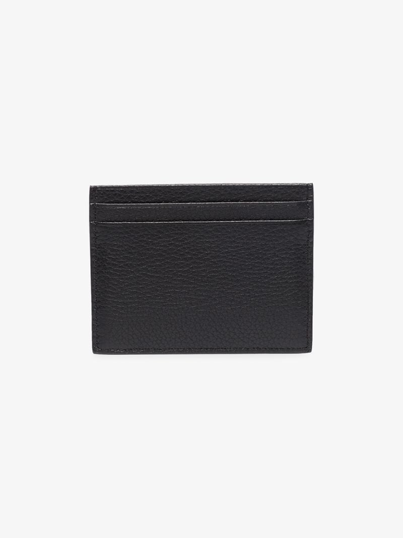 Black Embossed Logo Leather Card Holder