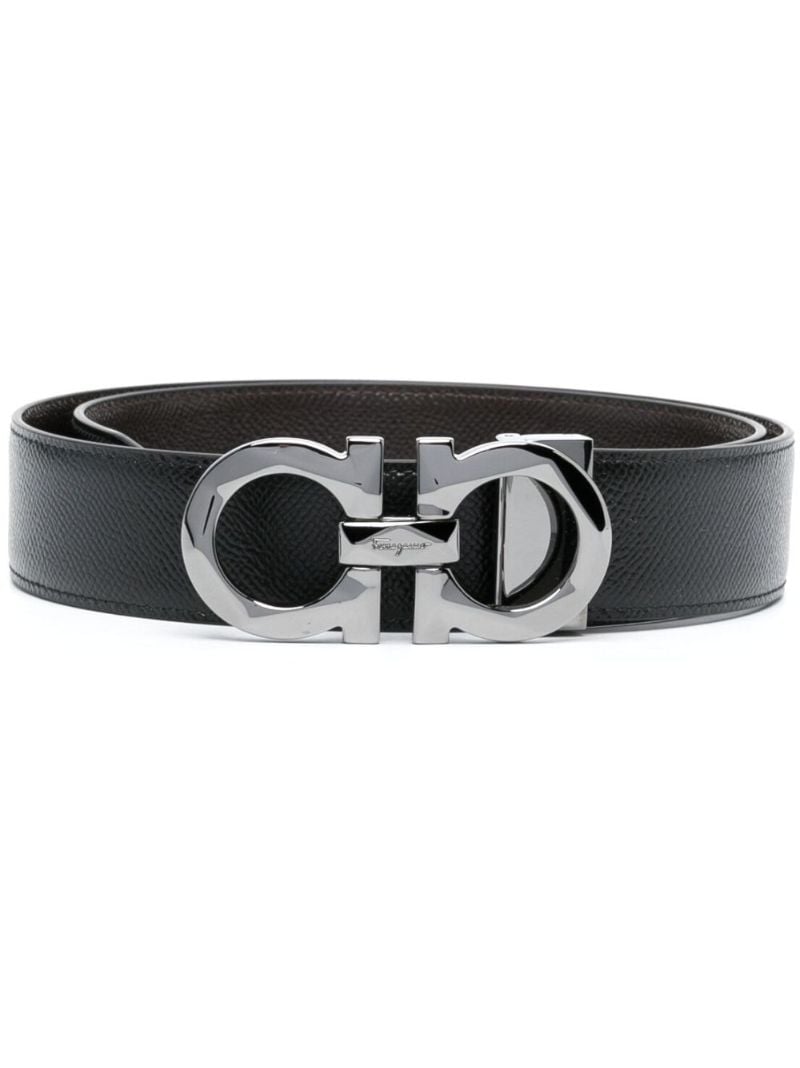 Black Gancini Leather Belt