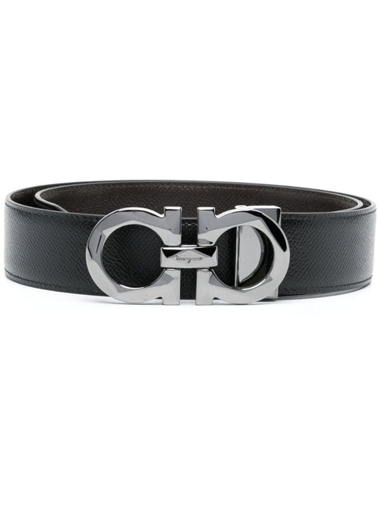 Black Gancini Leather Belt