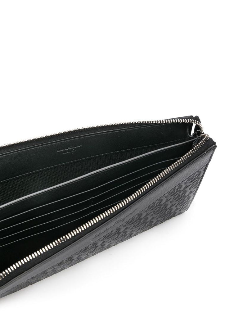 Black Embossed Gancini Leather Clutch Bag