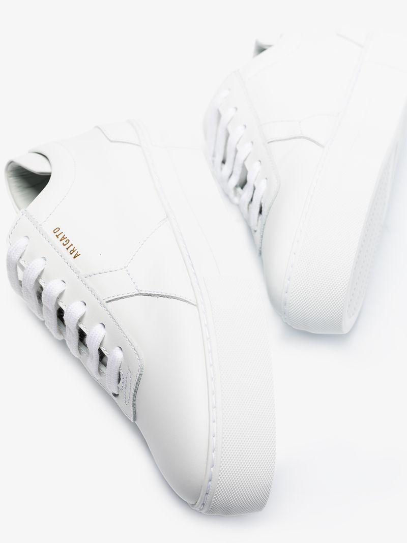 White Platform Leather Low Top Sneakers