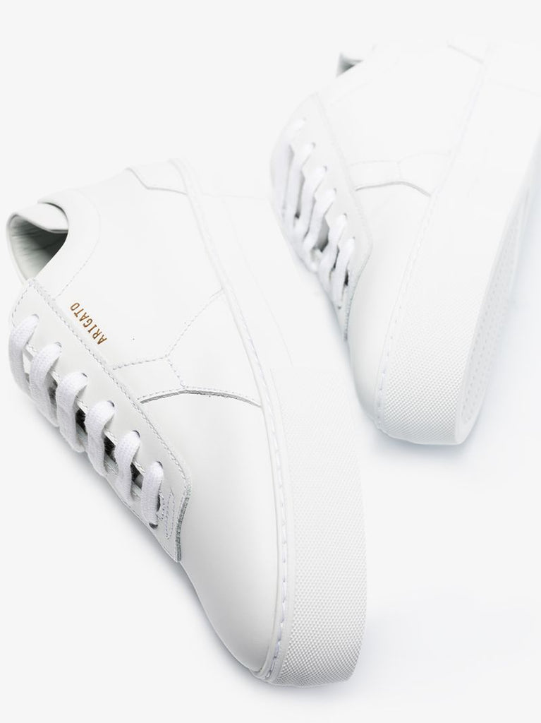 White Platform Leather Low Top Sneakers