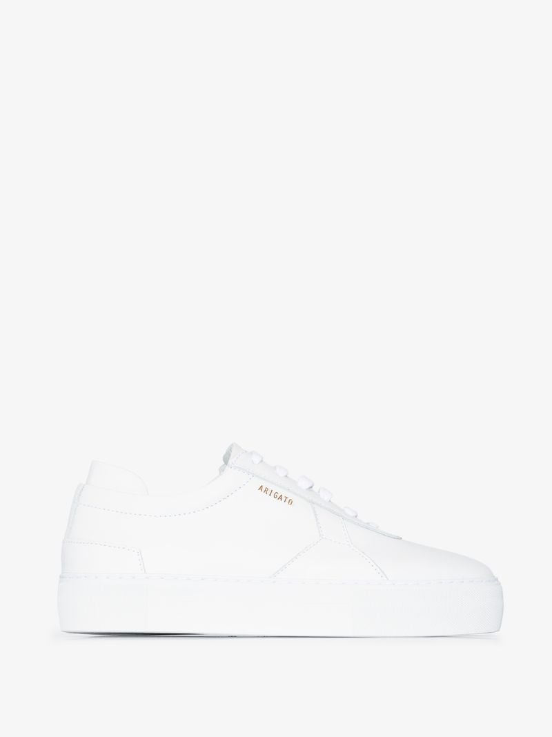 White Platform Leather Low Top Sneakers