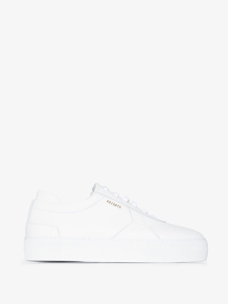 White Platform Leather Low Top Sneakers