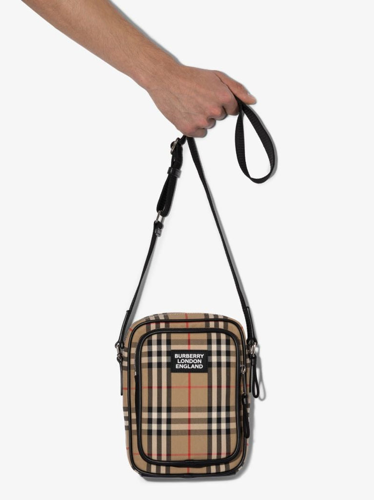 Beige Vintage Check Cross Body Bag