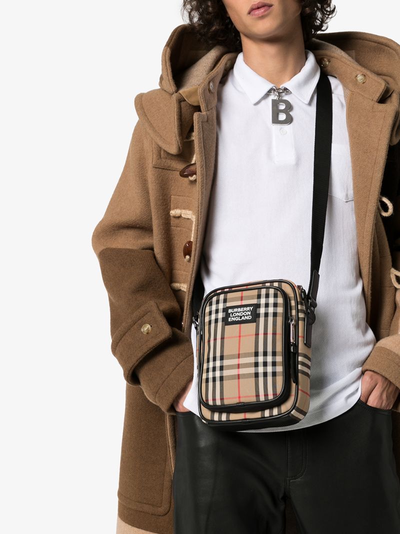 Beige Vintage Check Cross Body Bag