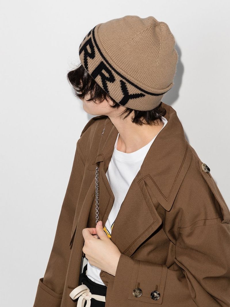Neutral Logo Intarsia Cashmere Beanie Hat
