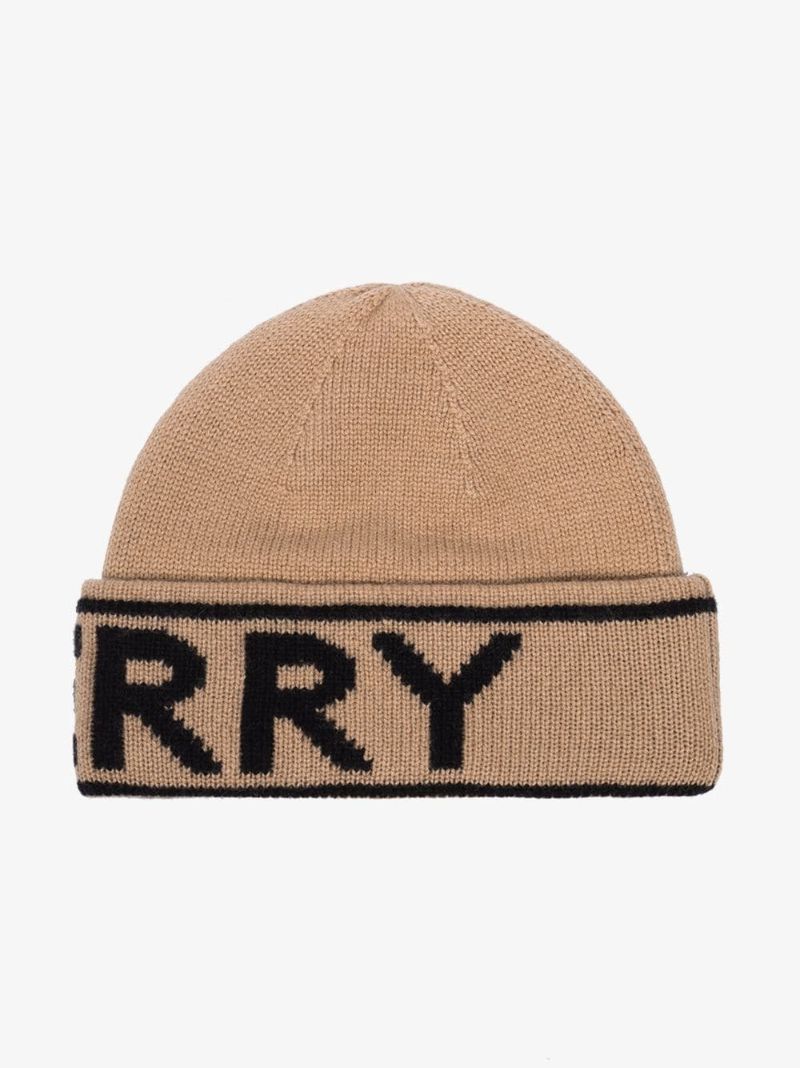 Neutral Logo Intarsia Cashmere Beanie Hat