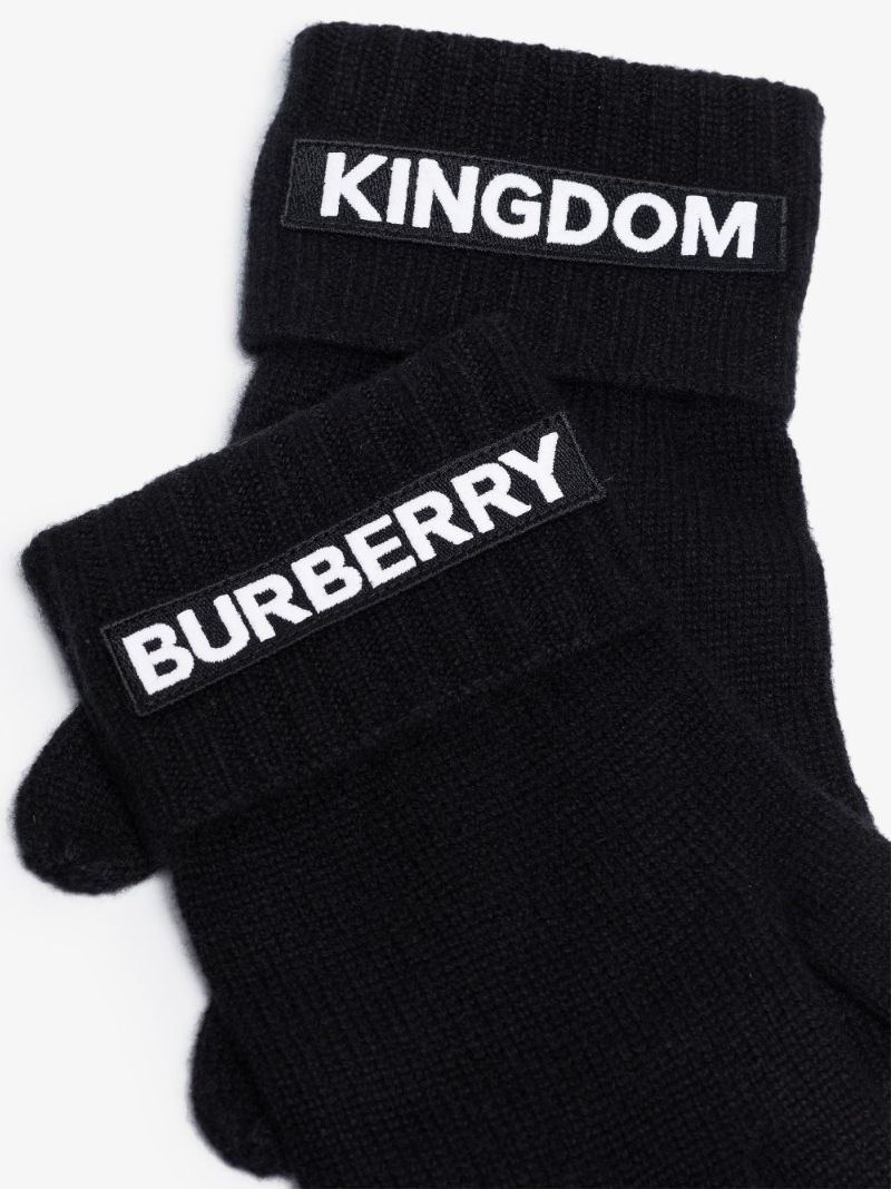 Black Logo Cashmere Gloves