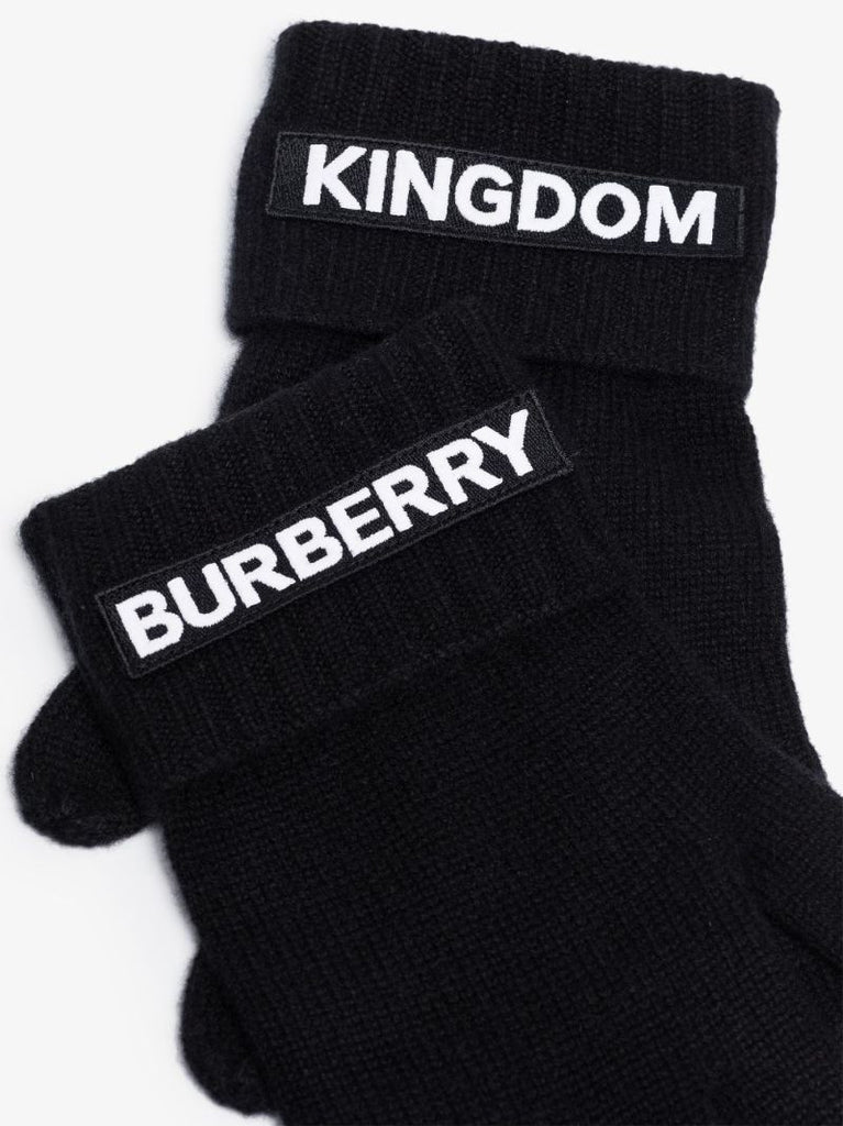 Black Logo Cashmere Gloves