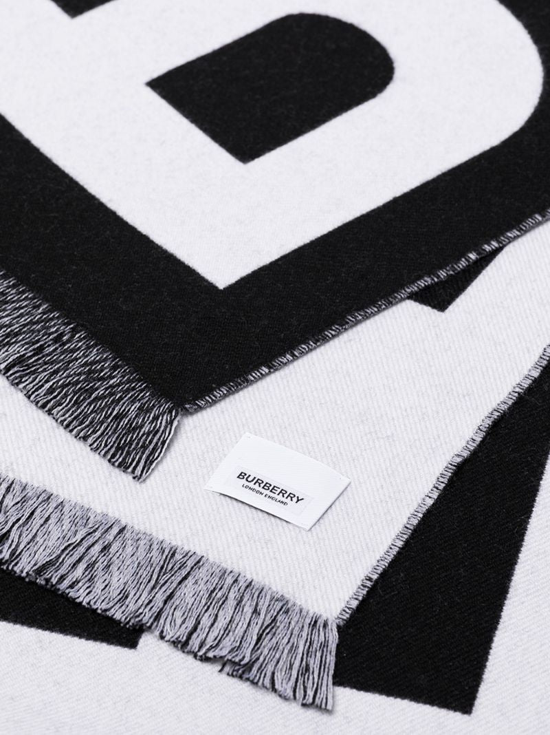 Black Logo Jacquard Wool Scarf